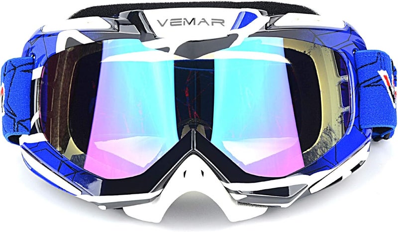 Ubelly Motorcycle Motocross Goggles ATV Racing Goggles Dirt Bike Tactical Riding Motorbike Goggle Glasses, Bendable Windproof Dustproof Scratch Resistant Protective Safety Glasses (Blue) - Image 1